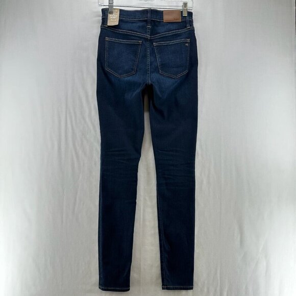 Madewell Jeans Womens Size 26T 9" Mid-Rise Skinny Dark Washed Stretch Denim Blue - Picture 2 of 12